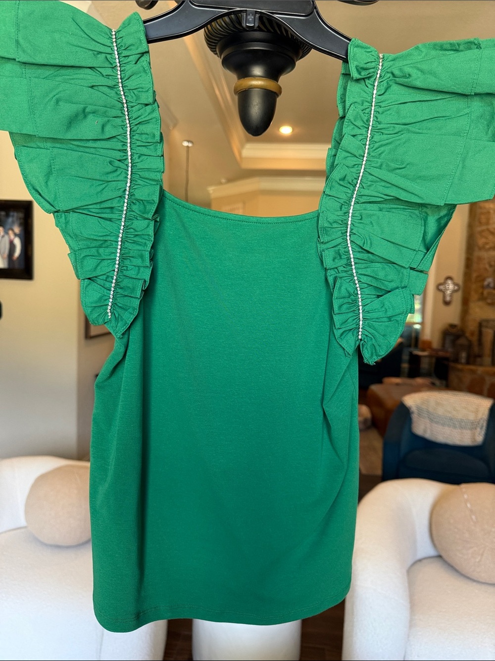 Marc New York Green Ruffle Sleeve Tank Top
